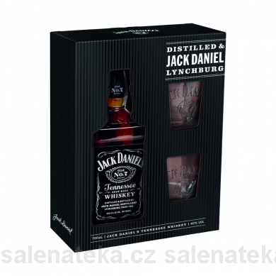 SALENAtéka - pivotéka & vinotéka - Letovice Boskovice Blansko - whisky Jack Daniels 40% 0,7l a dvě skleničky