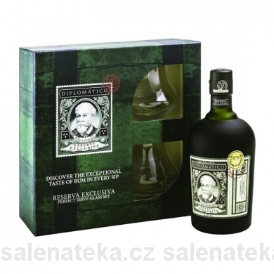 SALENAtéka - pivotéka & vinotéka - Letovice Boskovice Blansko - rum DIPLOMATICO Reserva Exclusiva 12y 40% 0,7l + 2 sklenice