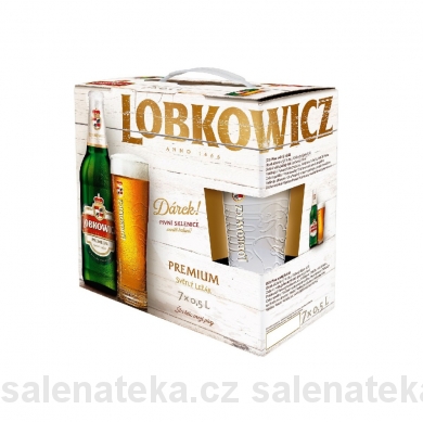 SALENAtéka - pivotéka & vinotéka - Letovice Boskovice Blansko - LOBKOWICZ světlý ležák 7x0,5l + sklenička
